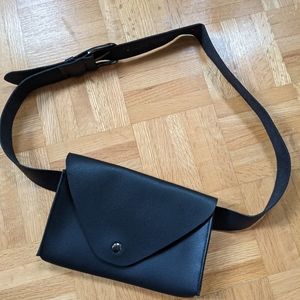 Black leather waist fanny pack